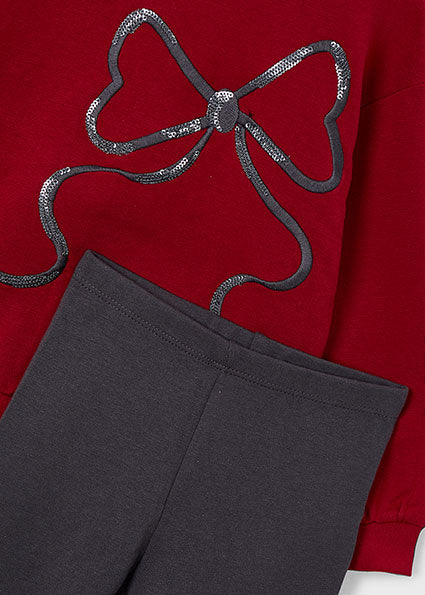 Mayoral girls legging and bow shirt set