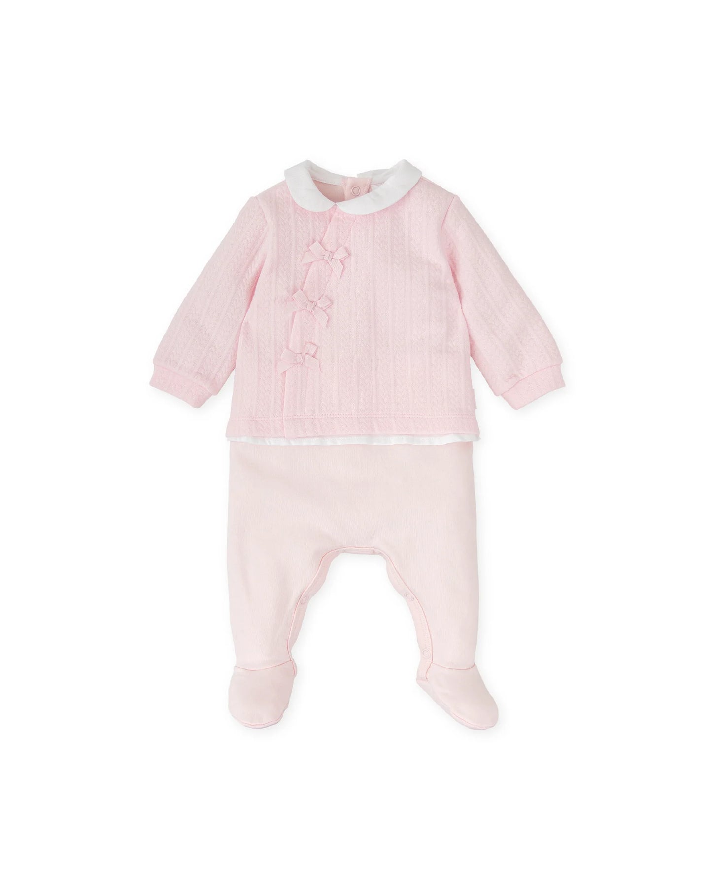 TUTTO PICCOLO PINK BRAIDED BABY ROMPER 2415