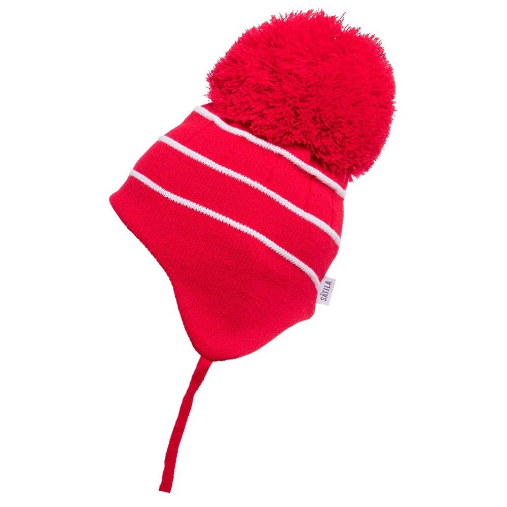 Satila Red & White Bobby Pom Pom Hat