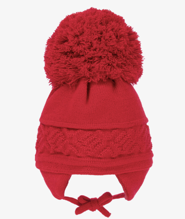 Sätila Red Malva Knitted Giant Pom-Pom Beanie