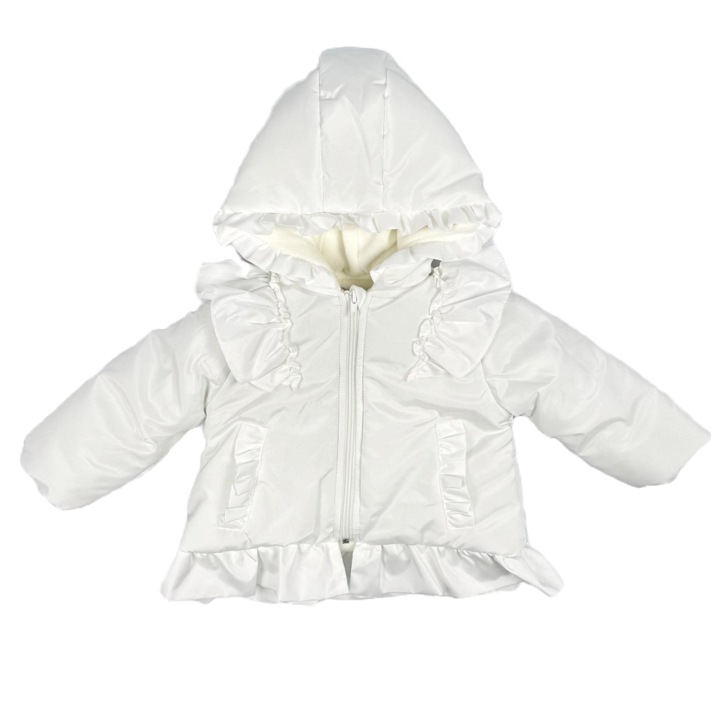 Girls White Frilly Jacket Emma