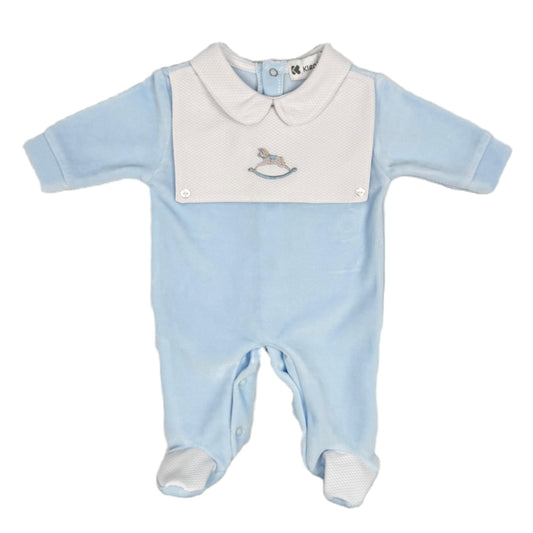 Blue rocking horse babygrow
