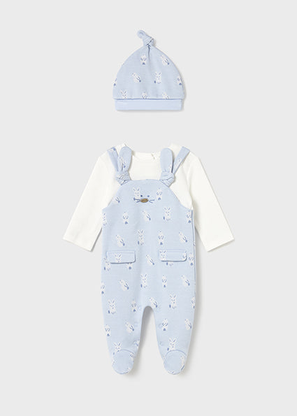 Mayoral blue Dungarees set with hat