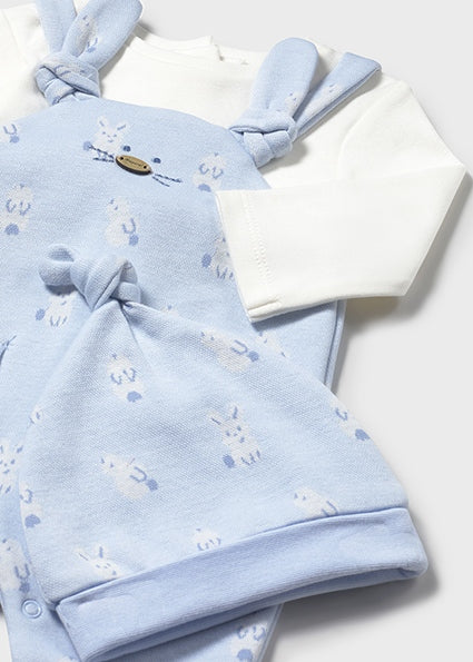 Mayoral blue Dungarees set with hat