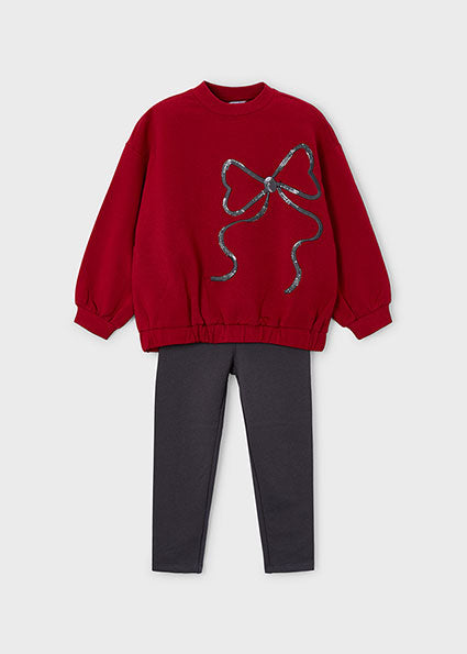 Mayoral girls legging and bow shirt set