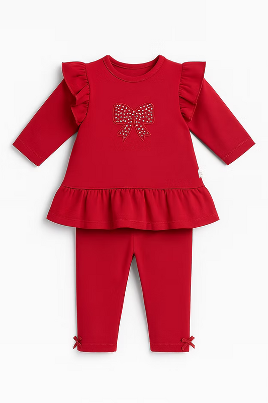 Kleo Kids Italian fleece cotton legging set red
