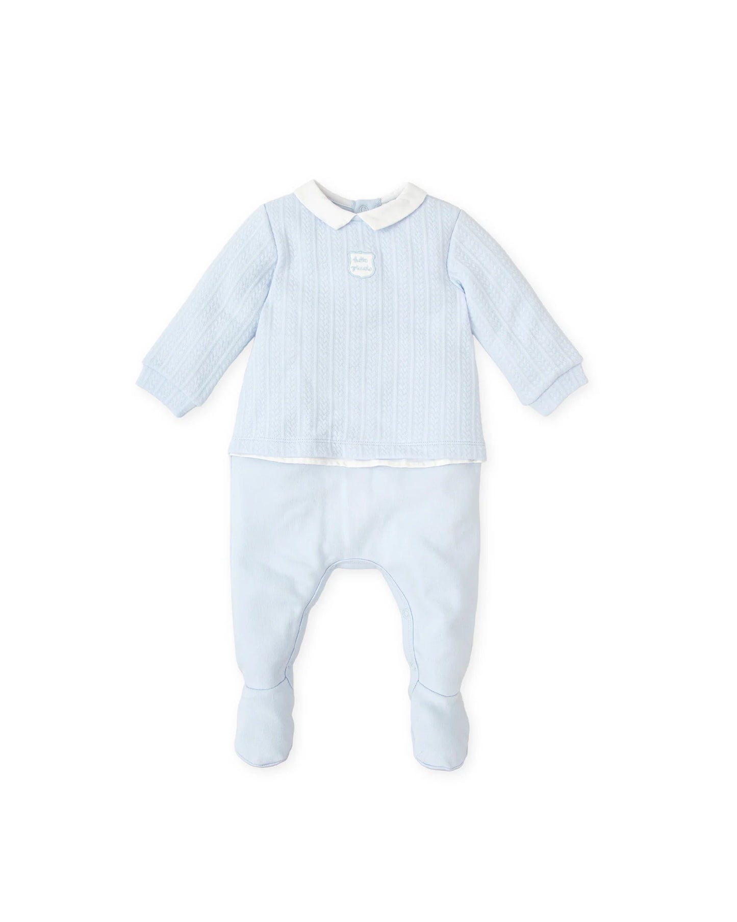 TUTTO PICCOLO BLUE BRAIDED BABY ROMPER 2408