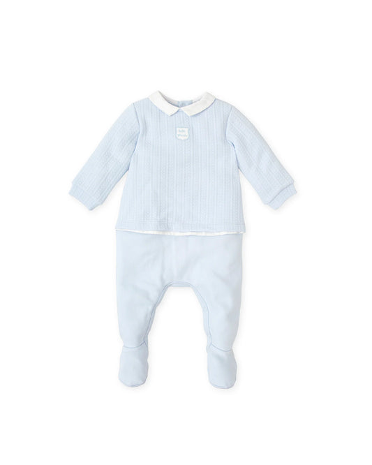 TUTTO PICCOLO BLUE BRAIDED BABY ROMPER 2408