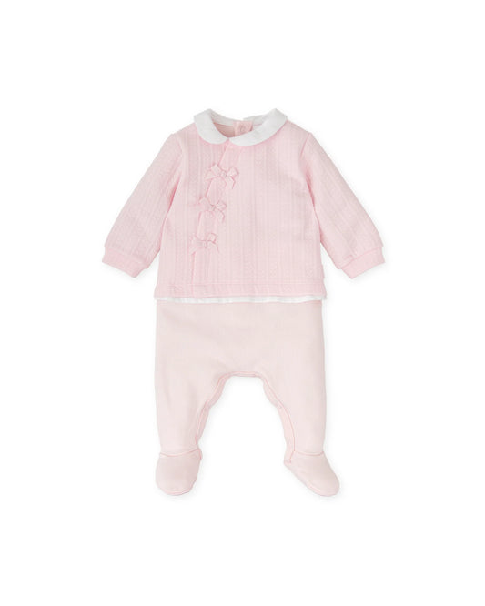 TUTTO PICCOLO PINK BRAIDED BABY ROMPER 2415