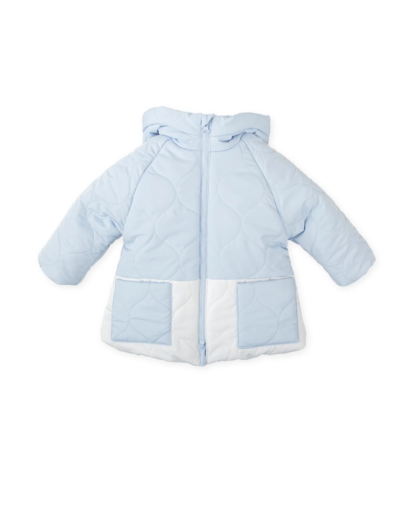 TUTTO PICCOLO BLUE AND WHITE PADDED HOODED PARKA 2551