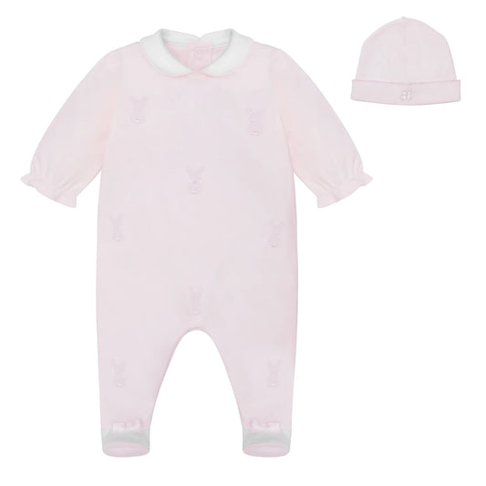Emile et Rose Kallie Baby Girls Pink Bunny Babygrow & Hat Set 2630PP/25W62