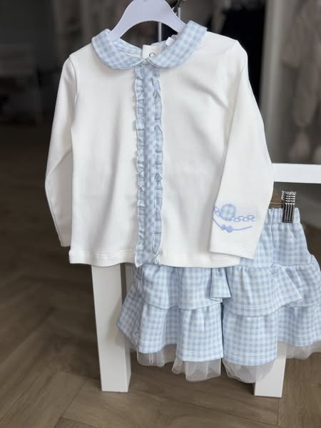 Pastels & Co Blue Beulah Ruffle Top & Skirt with Tulle