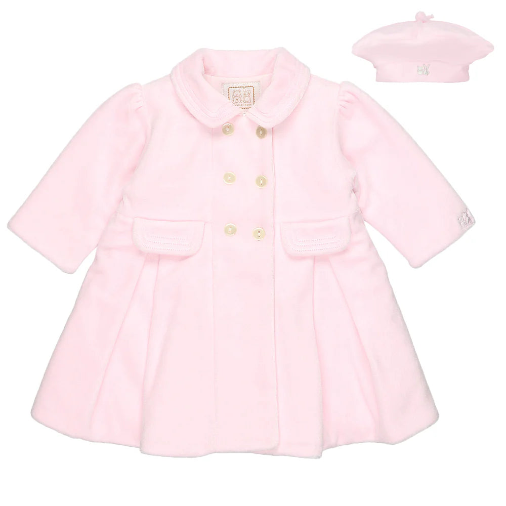 Emile et Rose Rosanna Pink Velour Girls Coat & Hat Set 9304PP/00G56