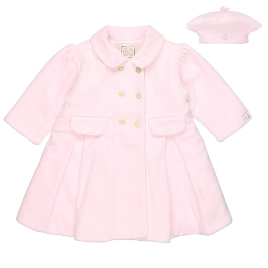 Emile et Rose Rosanna Pink Velour Girls Coat & Hat Set 9304PP/00G56