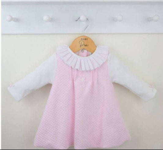 PEX Twinkle Dress Winter Pink Long Sleeve Collared Dress