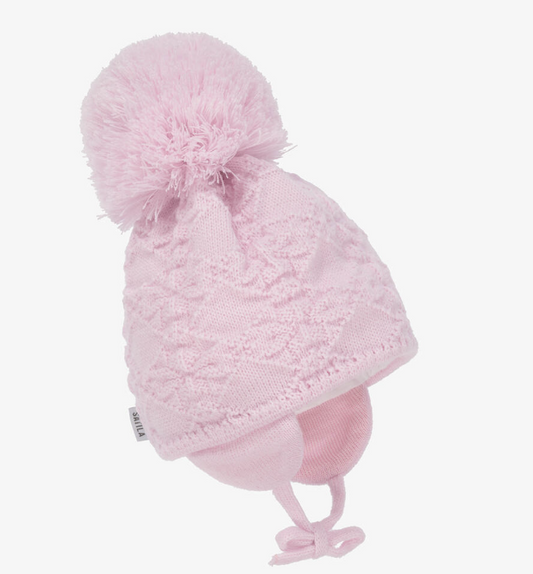 Satila Girls Pink Cassie Giant Pom-Pom Hat