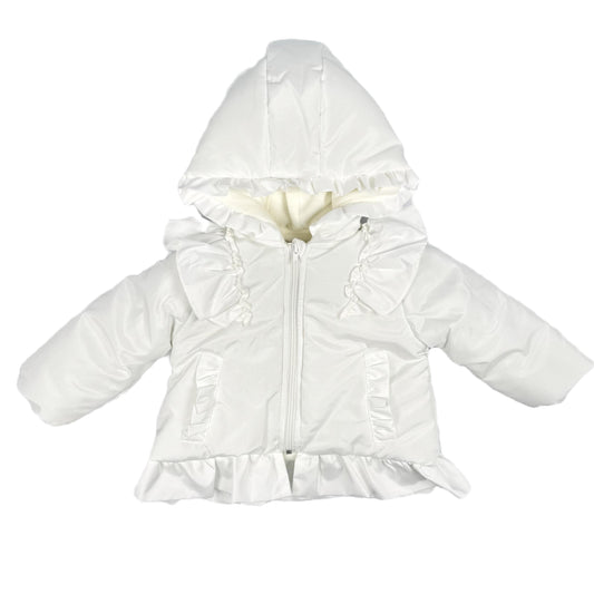 Girls White Frilly Jacket Emma