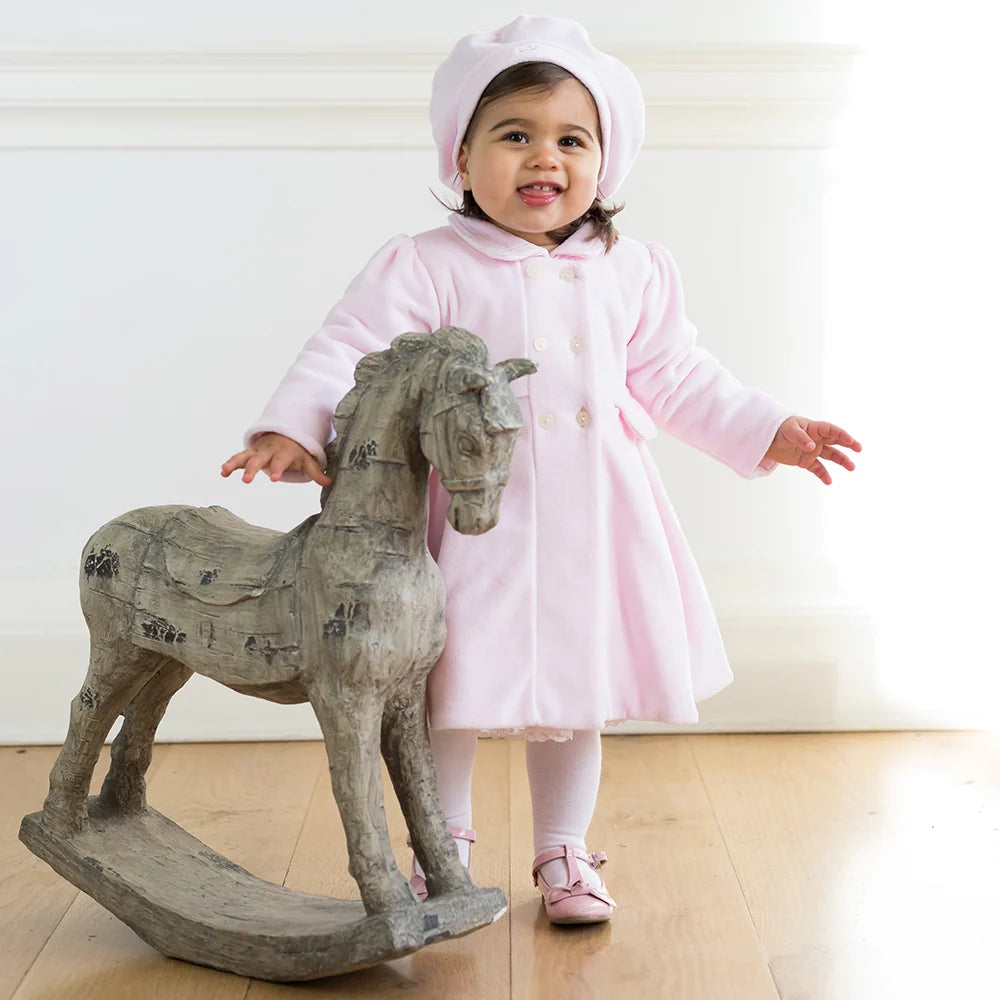 Emile et Rose Rosanna Pink Velour Girls Coat & Hat Set 9304PP/00G56