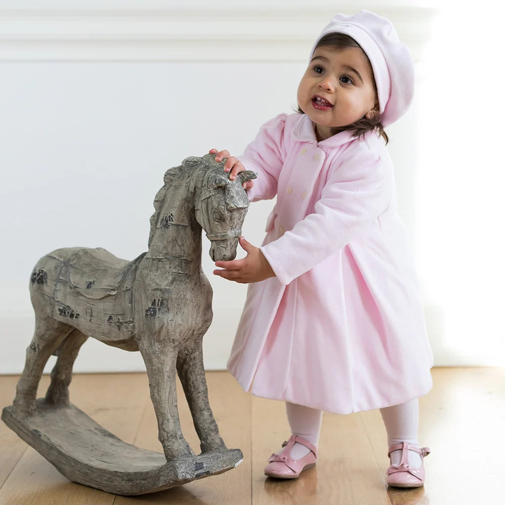 Emile et Rose Rosanna Pink Velour Girls Coat & Hat Set 9304PP/00G56